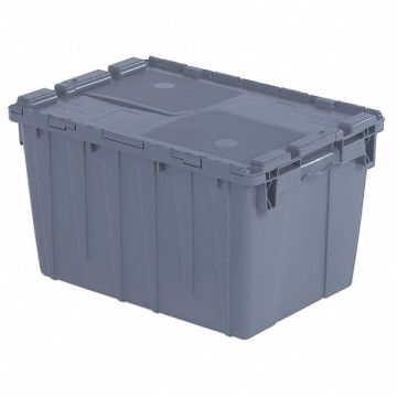 E3369 Attached Lid Container Gray Solid HDPE