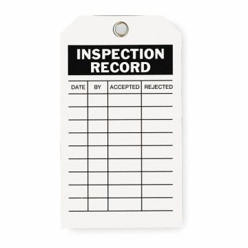 Inspection Tag 7 x 4 In Bk/Wht Met PK10
