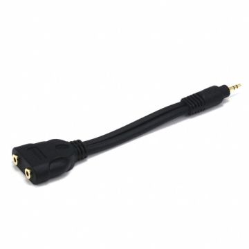 A/V Cable 3.5mm M/F x2 Ext Cble Blk 7in