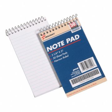 Notepad 3-1/4 x 5-1/2 White Paper PK12