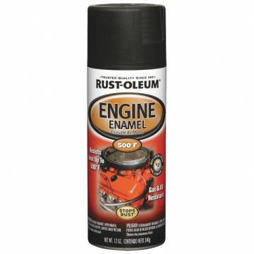 Engine Enamel Low Gloss Blk 12 oz Spray