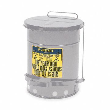 E6820 Oily Waste Can 10 gal Steel Silver