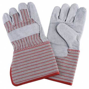 D1568 Leather Gloves L Gray/Red