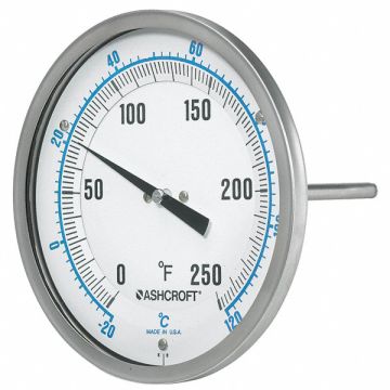 Dial Thermometer 5 in Dial 1/2 in Conn.