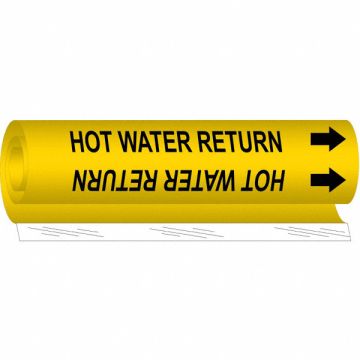 Pipe Marker Hot Water Return 9in H 8in W