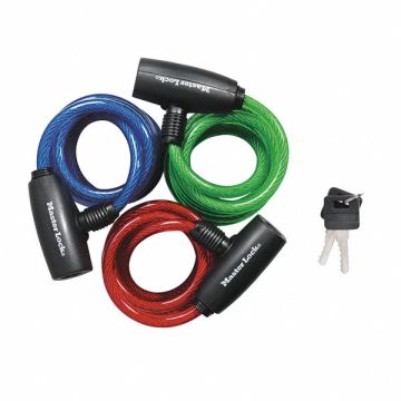 Cable Lock 6 Steel Blue Green Red PK3