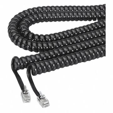 Coiled Phone Cord 25 ft Black