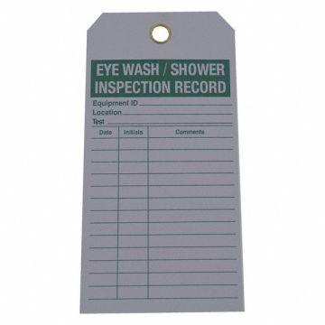 Eye Wash/Shower Inspec. Record Tag PK25