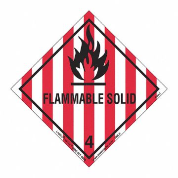 Flammable Solid Label Worded PK50