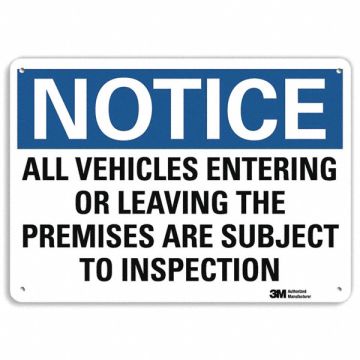 Notice Sign 10 in x 14 in Aluminum