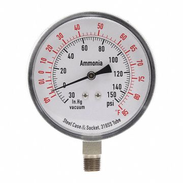 Compound Gauge Ammonia 3 1/2 In 150 Psi