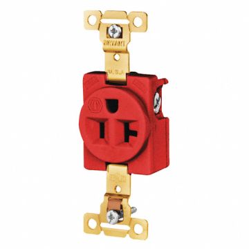 Receptacle Red 20A 125VAC Single Outlet