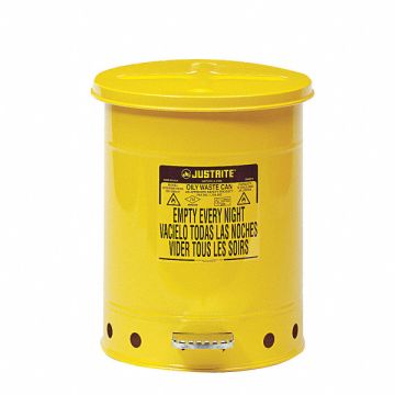 F8424 Oily Waste Can 10 gal Steel Yellow