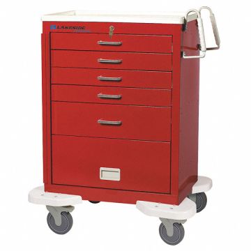 Emergency Cart 25x32x45 Red 5 Drawer