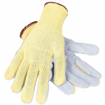 Leather Gloves Gray Yellow L PR