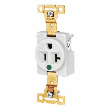 Receptacle White 20A Back/Side 125VAC