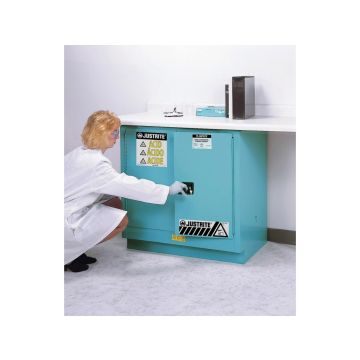 EX Undercounter Corrosives/Acid Stl Safety Cabinet, 22 Gallon, 2 Self-Close Doors, Blue