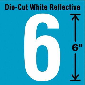 Die-Cut Reflective Number Label 6 6In H
