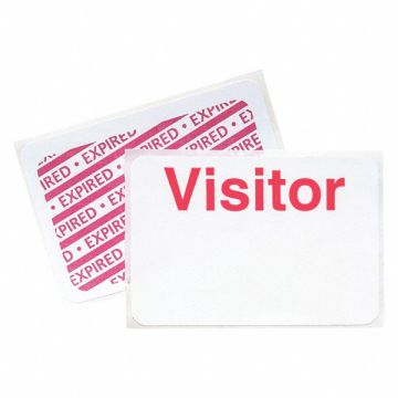 D0064 Visitor Badge 1 Day Red/White PK500