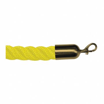 Barrier Rope Yllw 12 ft.L Brass Snap End