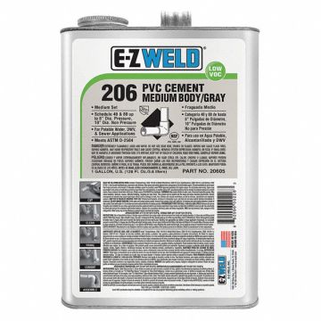 Pipe Cement PVC Med Bodied 128 oz. Gray