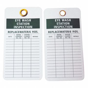 Eye Wash Sta Inspection Tag Grn/Wht PK25