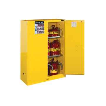 Cabinet,Safety, Flammable, 60Gal, 2 Shelves, 2 S/C Door, Yellow