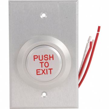 Push to Exit Button 24VDC Wt/Red Button