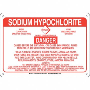 Chemical Sign Plastic 10 x 14 in Red/Wht