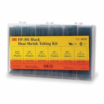 Heat Shrink Tubing Kit Black 102 Pc