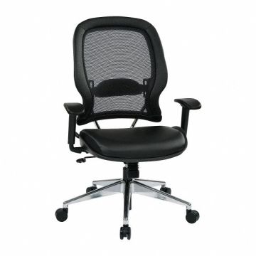 Desk Chair Leather Black 18-22 Seat Ht