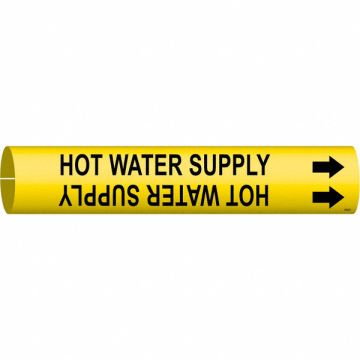 Pipe Marker Hot Water Supply 2 13/16in H