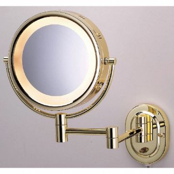 Lighted Makeup Mirror 8 In. Brass 5X