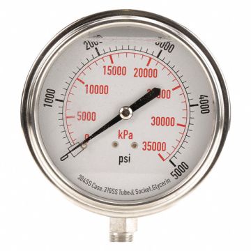 D1368 Pressure Gauge Liquid Filled 3-1/2 In