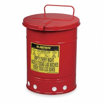 Oily Waste Can 21 gal Steel Red