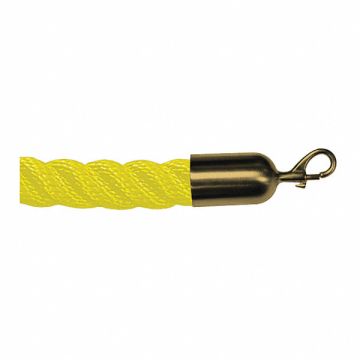 Barrier Rope Yllw 8 ft L Brass Snap End