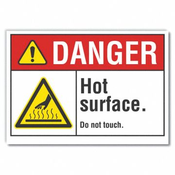 Hot Surface Danger Label 3.5x5in Polyest