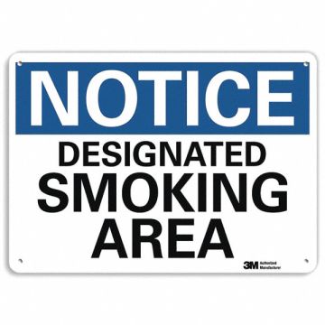 Smoking Area Sign 7 in x 10 in Aluminum