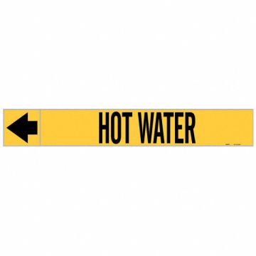 Pipe Marker Hot Water 1 in H 8 in W