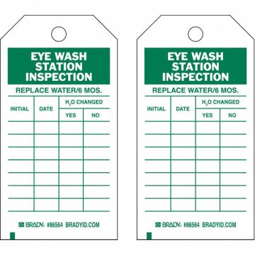 Eye Wash Sta Inspection Tag Grn/Wht PK10