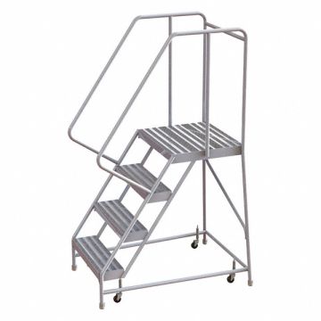 Rolling Ladder 4 Step Aluminum Ribbed
