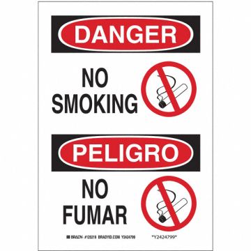 No Smoking Sign 14X10 R and BK/WHT