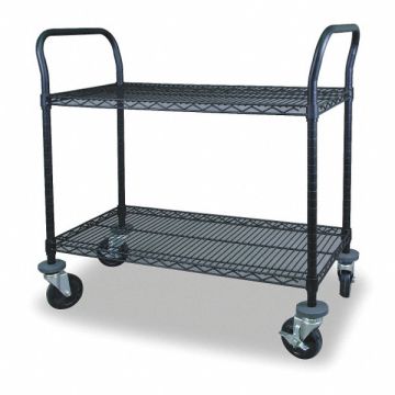 Wire Cart 2 Shelf 36x18x39 Black