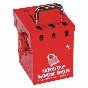 Group Lockout Box Red 6 H Steel