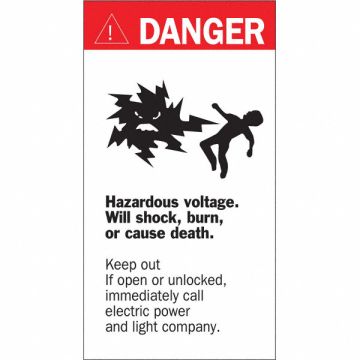 Hazardous Voltage Label 8in x 4.5in