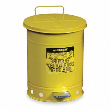 F8423 Oily Waste Can 14 gal Steel Yellow