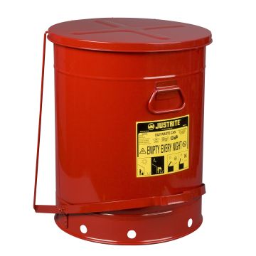 Can, Oily Waste W/Foot Operated Cover, 21Gal, Red