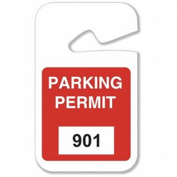 Parking Permits Rearview 901-1000 Wht/Rd