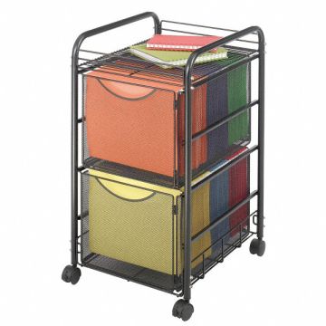 Double File Cart w/Drawers Black