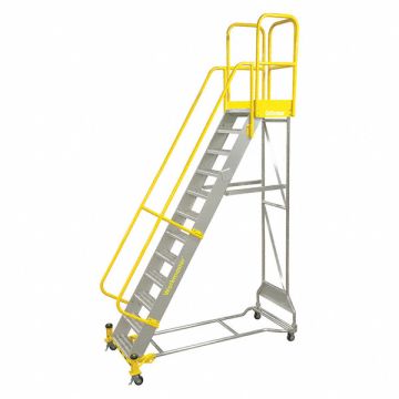 Rolling Ladder 142in H Aluminum 10 Steps